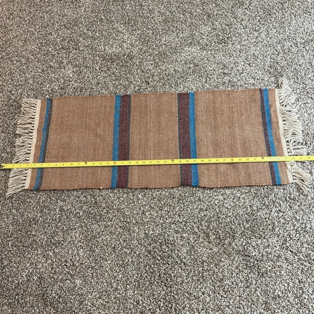 VNT Wool Southwestern Table Runner /Rug / Wall Hanging Decor Tassels 42x15